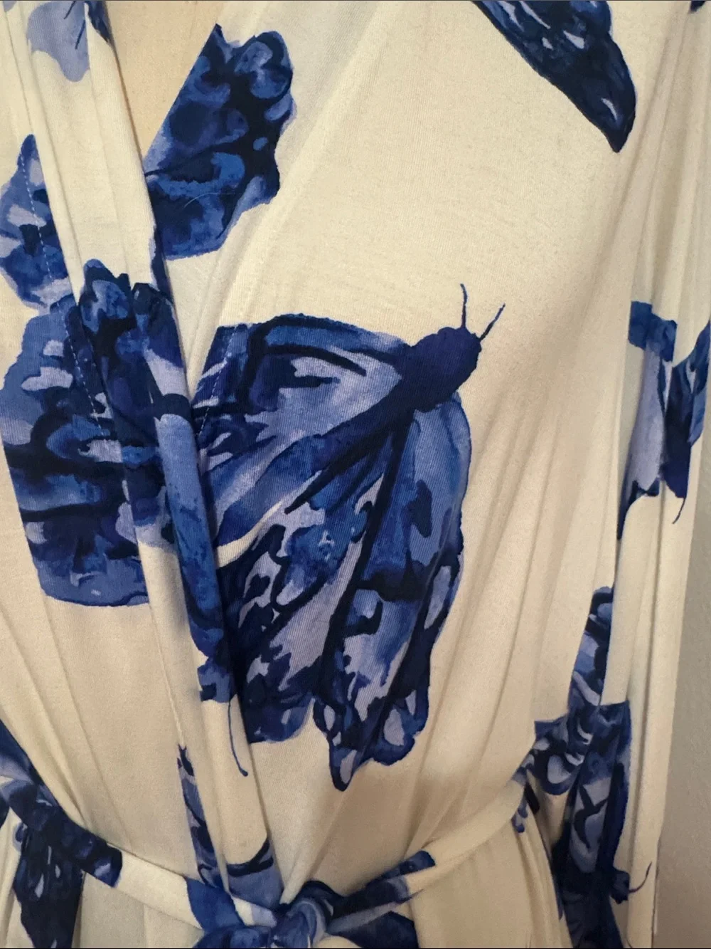 Soma White Robe with Blue Butterfly Print